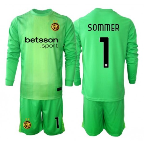 Stroje piłkarskie Inter Milan Yann Sommer #1 Bramkarskie Koszulka Trzeciej dla dzieci 2025-26 Długi Rękaw (+ szorty)